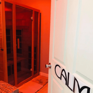 Infrared sauna door open